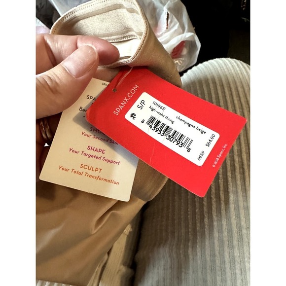 Spanx Suit Your Fancy Control High Waist Thong Small NWT Champagne Beige - Picture 4 of 7